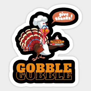 Funny Gobble Thanksgiving retro design Sticker